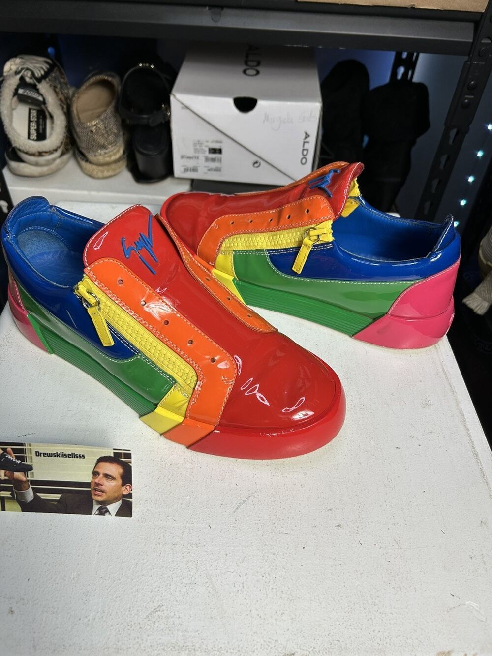 GIUSEPPE ZANOTTI Men’s Rainbow Patent Leather Sneakers Size 43 EU / 10 US Mens